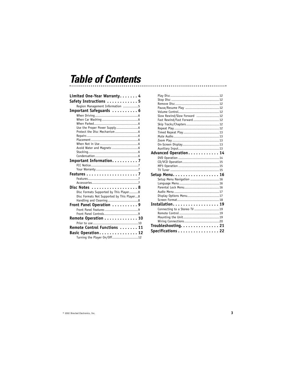 Directed Electronics DV2005 User Manual | Page 3 / 24