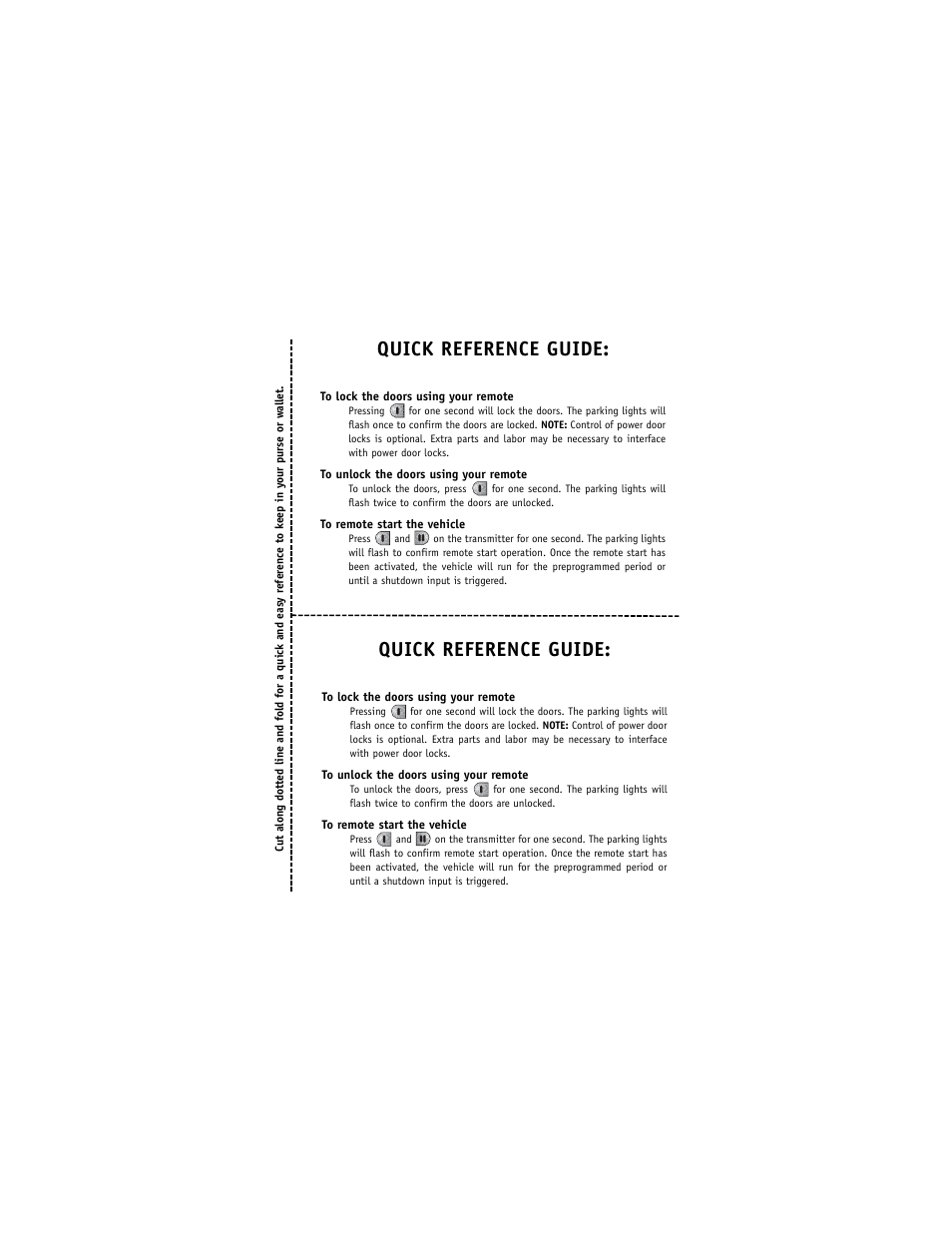 Quick reference guide | Directed Electronics 259D User Manual | Page 48 / 49