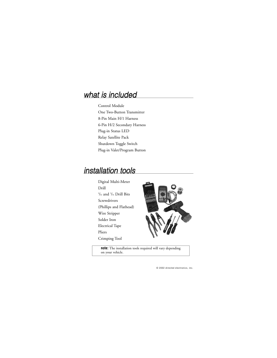 Wwh ha att iiss iin nc cllu ud de ed d | Directed Electronics 259D User Manual | Page 5 / 49