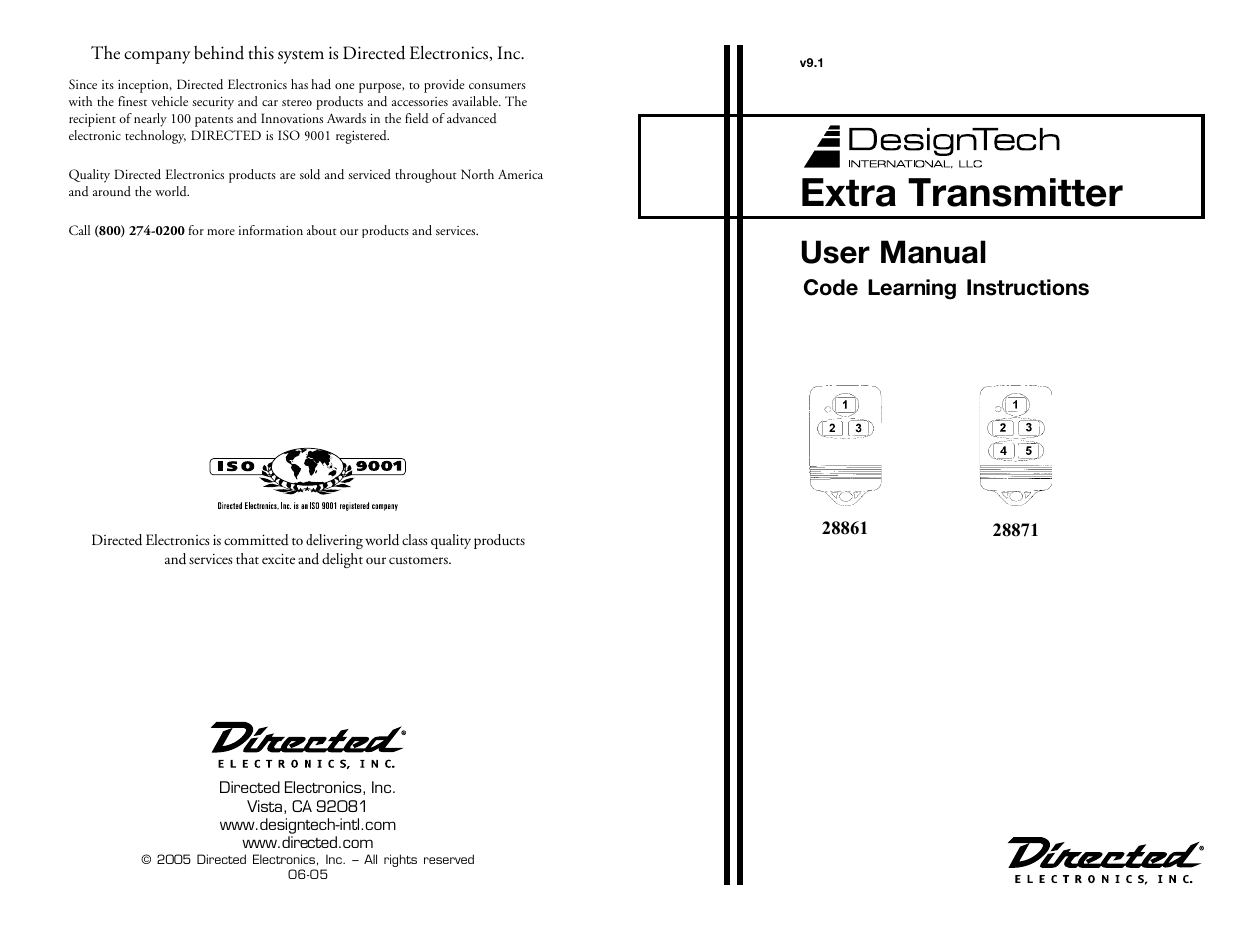 Directed Electronics 28861 User Manual | 2 pages