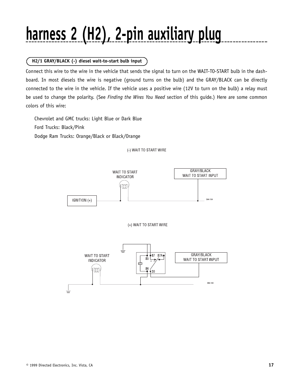 Harness 2 (h2), 2-pin auxiliary plug | Directed Electronics Automate 552 User Manual | Page 17 / 42