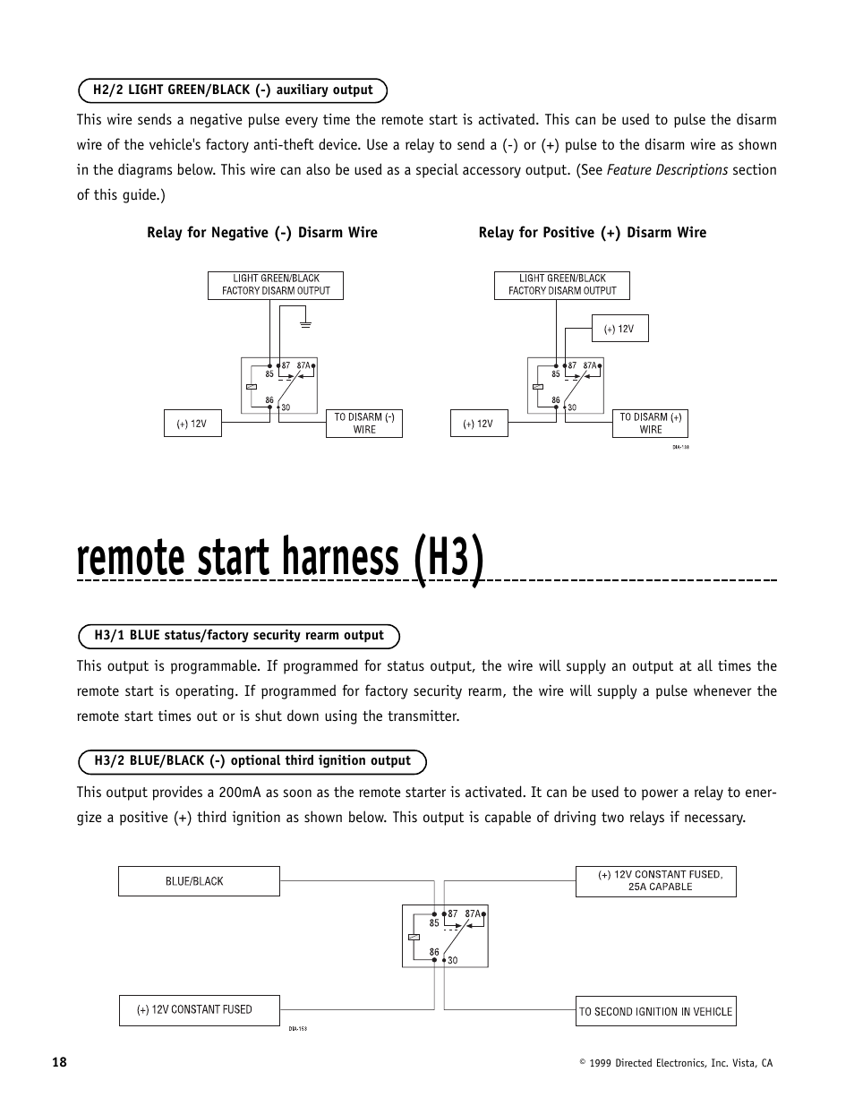Remote start harness (h3) | Directed Electronics Automate 552 User Manual | Page 18 / 42