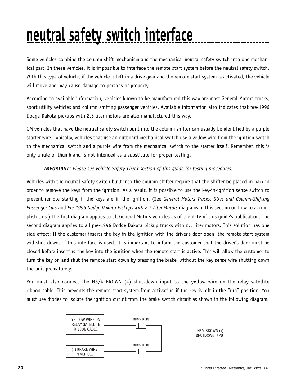 Neutral safety switch interface | Directed Electronics Automate 552 User Manual | Page 20 / 42