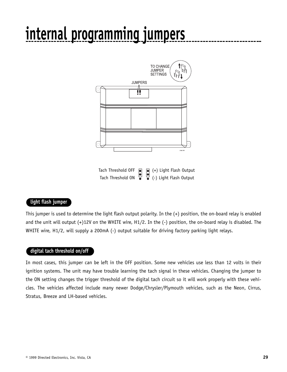 Internal programming jumpers | Directed Electronics Automate 552 User Manual | Page 29 / 42