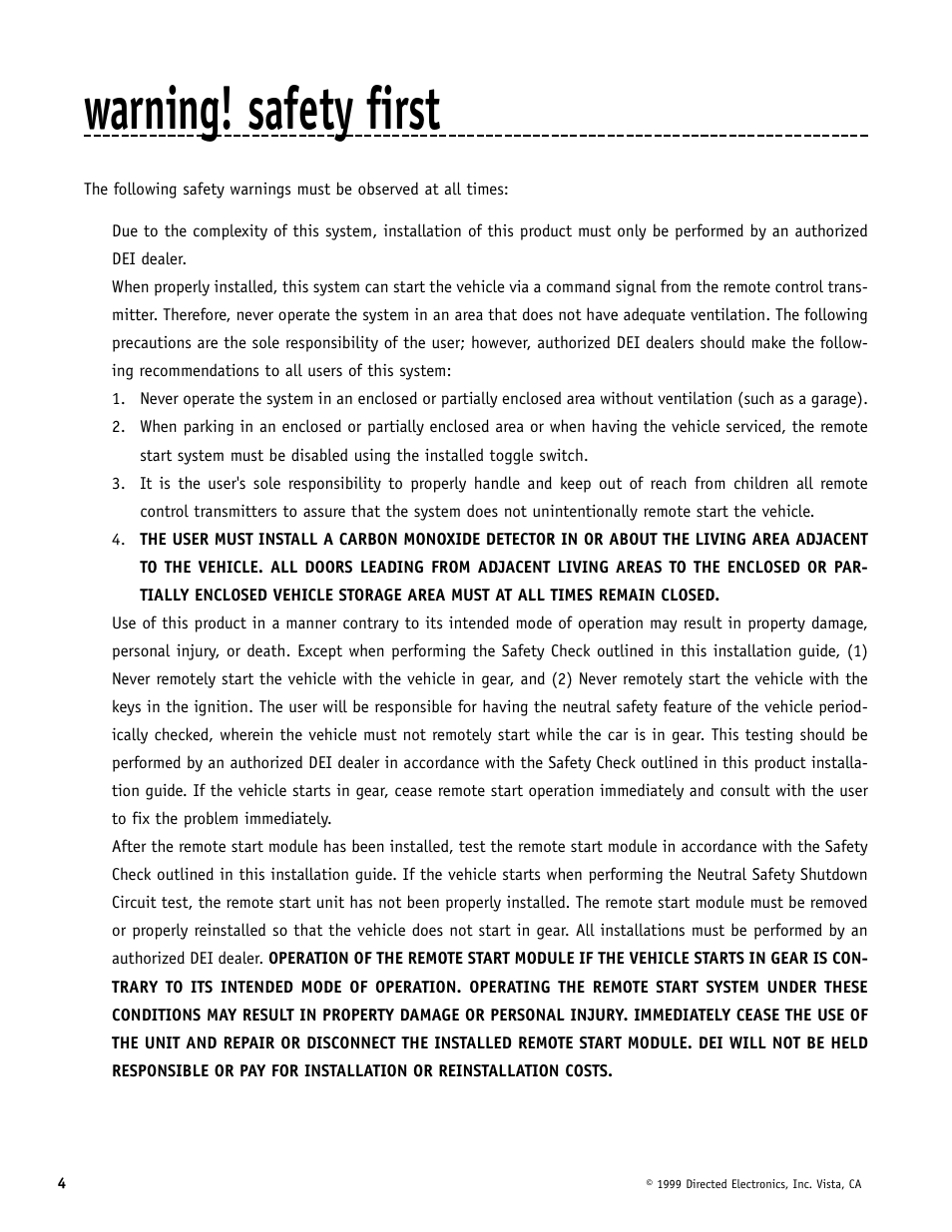 Warning! safety first | Directed Electronics Automate 552 User Manual | Page 4 / 42