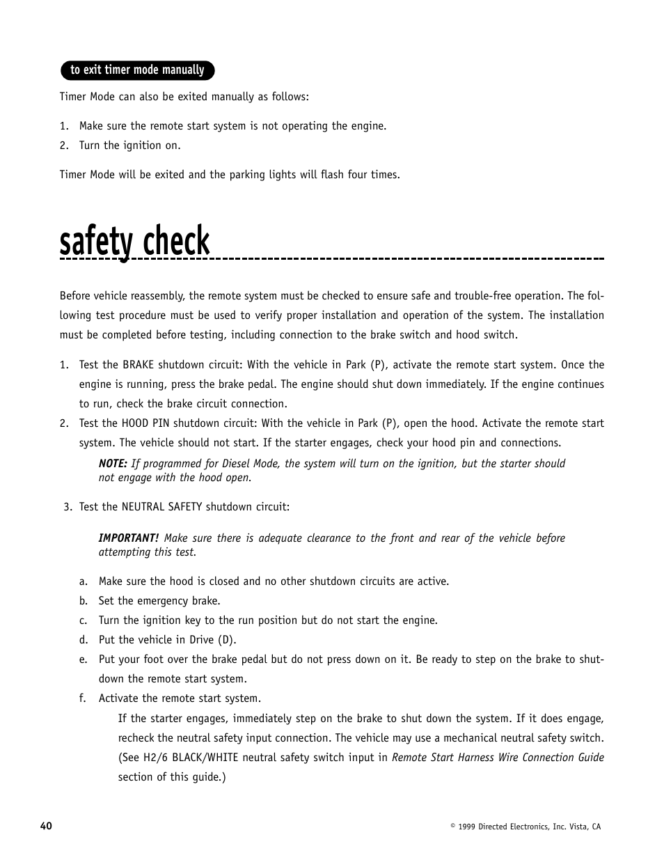 Safety check | Directed Electronics Automate 552 User Manual | Page 40 / 42