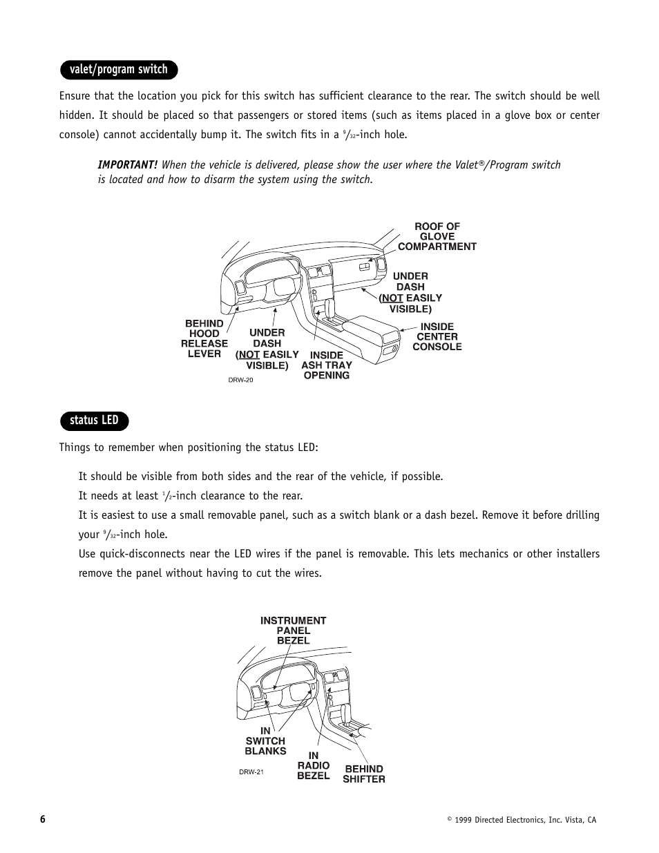 Status led valet/program switch | Directed Electronics Automate 552 User Manual | Page 6 / 42