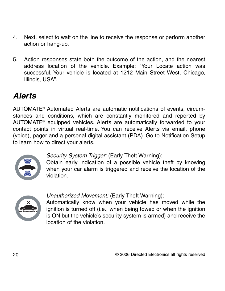 Alerts | Directed Electronics 210A User Manual | Page 20 / 35