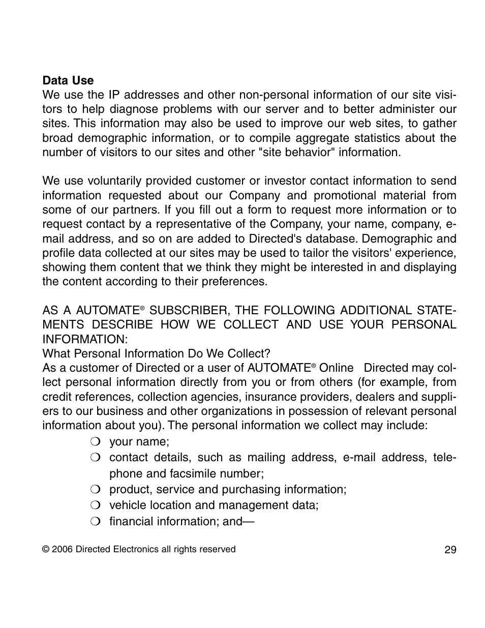 Directed Electronics 210A User Manual | Page 29 / 35