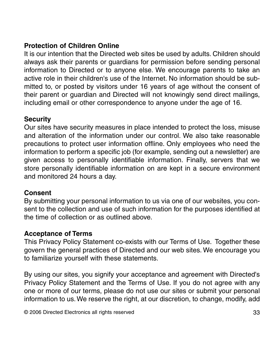 Directed Electronics 210A User Manual | Page 33 / 35
