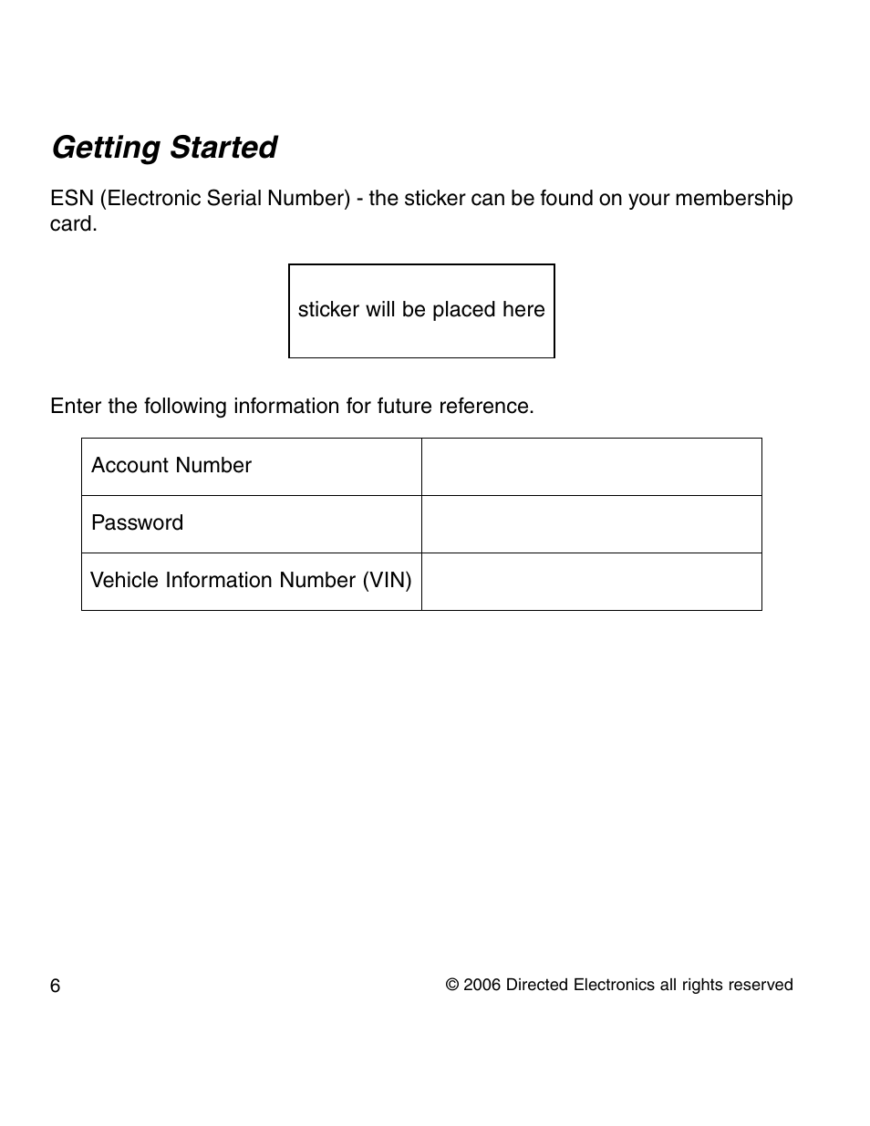 Getting started | Directed Electronics 210A User Manual | Page 6 / 35