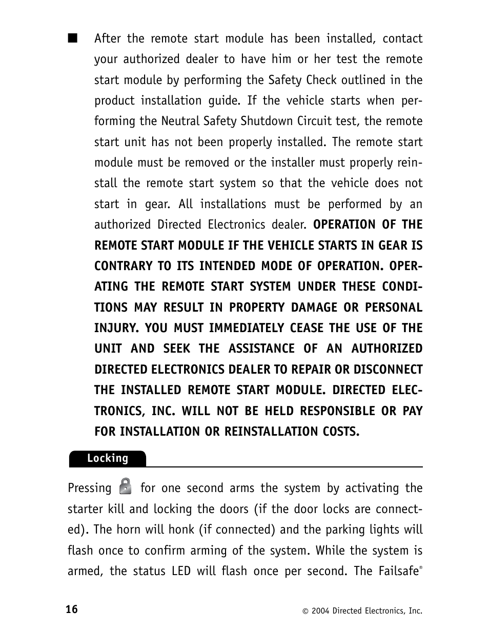 Directed Electronics Security System and Convenience 125xv User Manual | Page 20 / 38