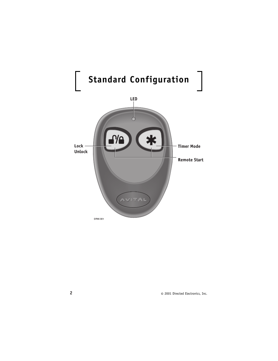 Standard configuration | Directed Electronics Avital G3000 7/01 User Manual | Page 5 / 18