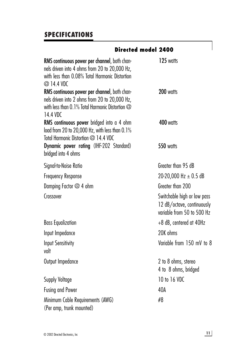 Directed Electronics 2400 User Manual | Page 11 / 12