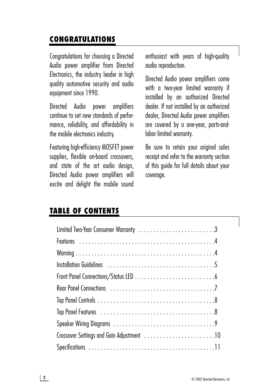 Directed Electronics 2400 User Manual | Page 2 / 12