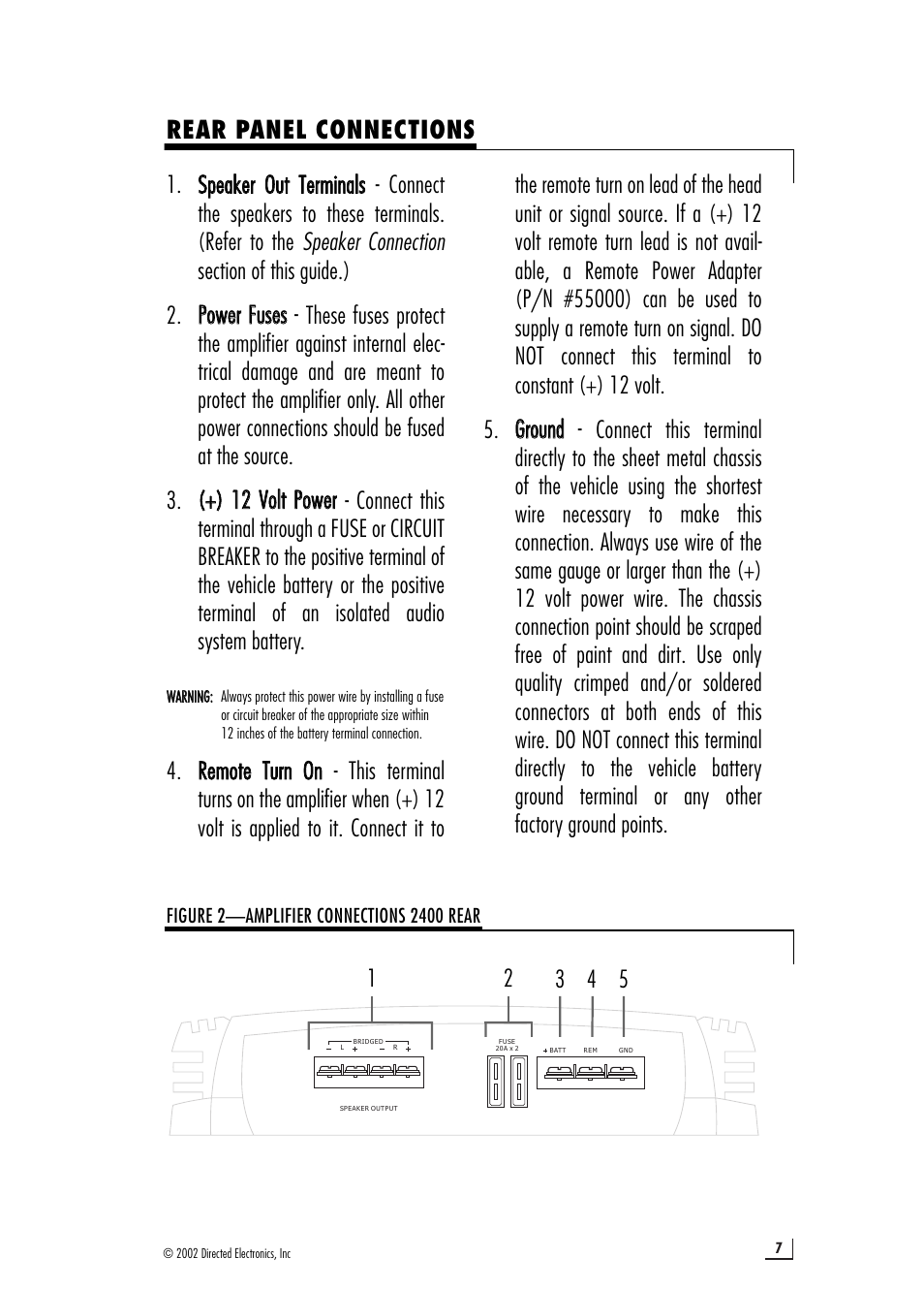 Rear panel connections | Directed Electronics 2400 User Manual | Page 7 / 12