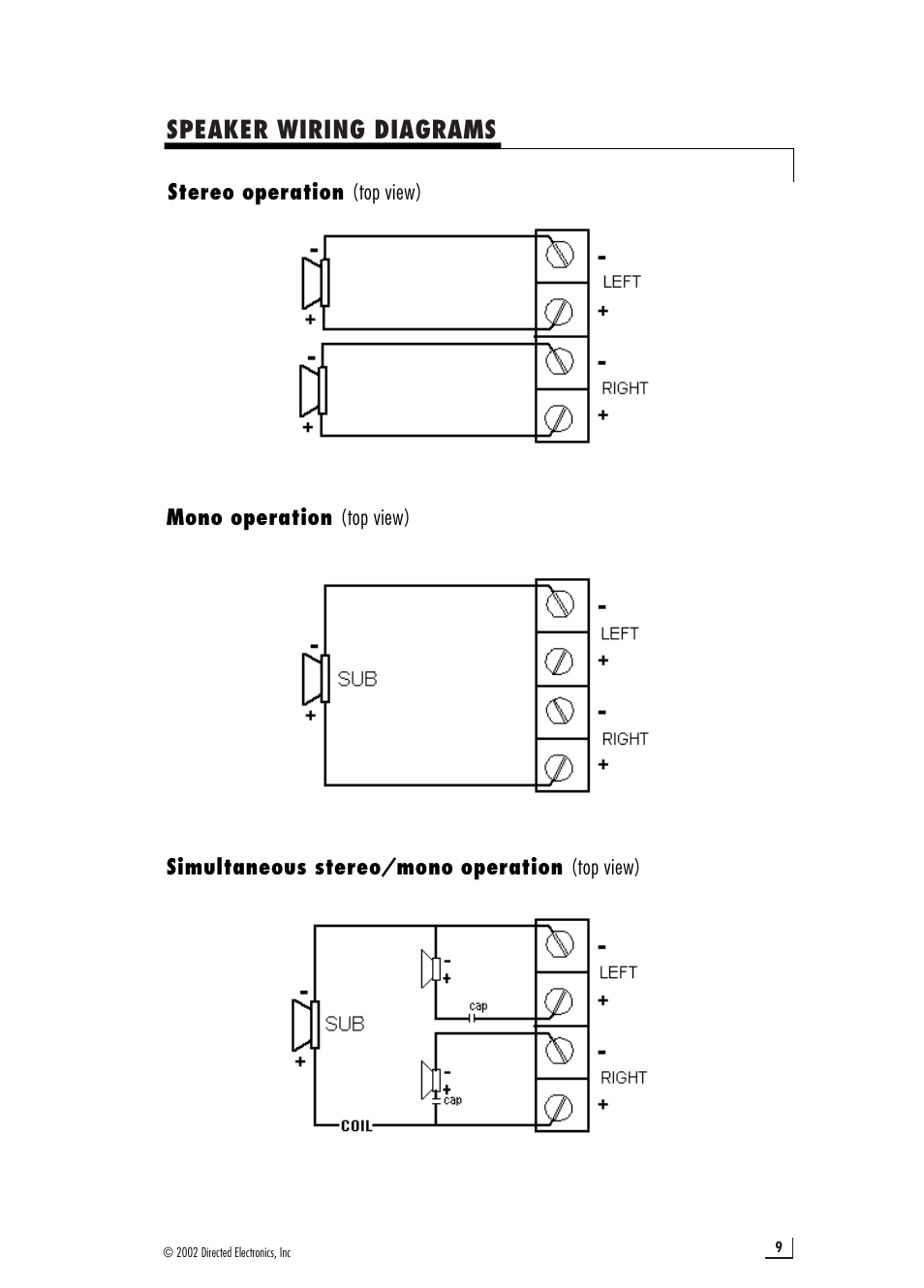 Speaker wiring diagrams | Directed Electronics 2400 User Manual | Page 9 / 12