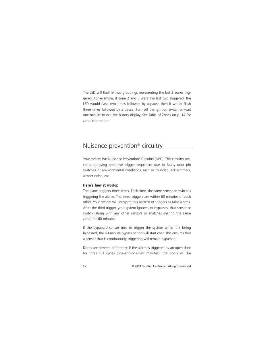 Nuisance prevention, Circuitry | Directed Electronics NONE AM5 User Manual | Page 15 / 25