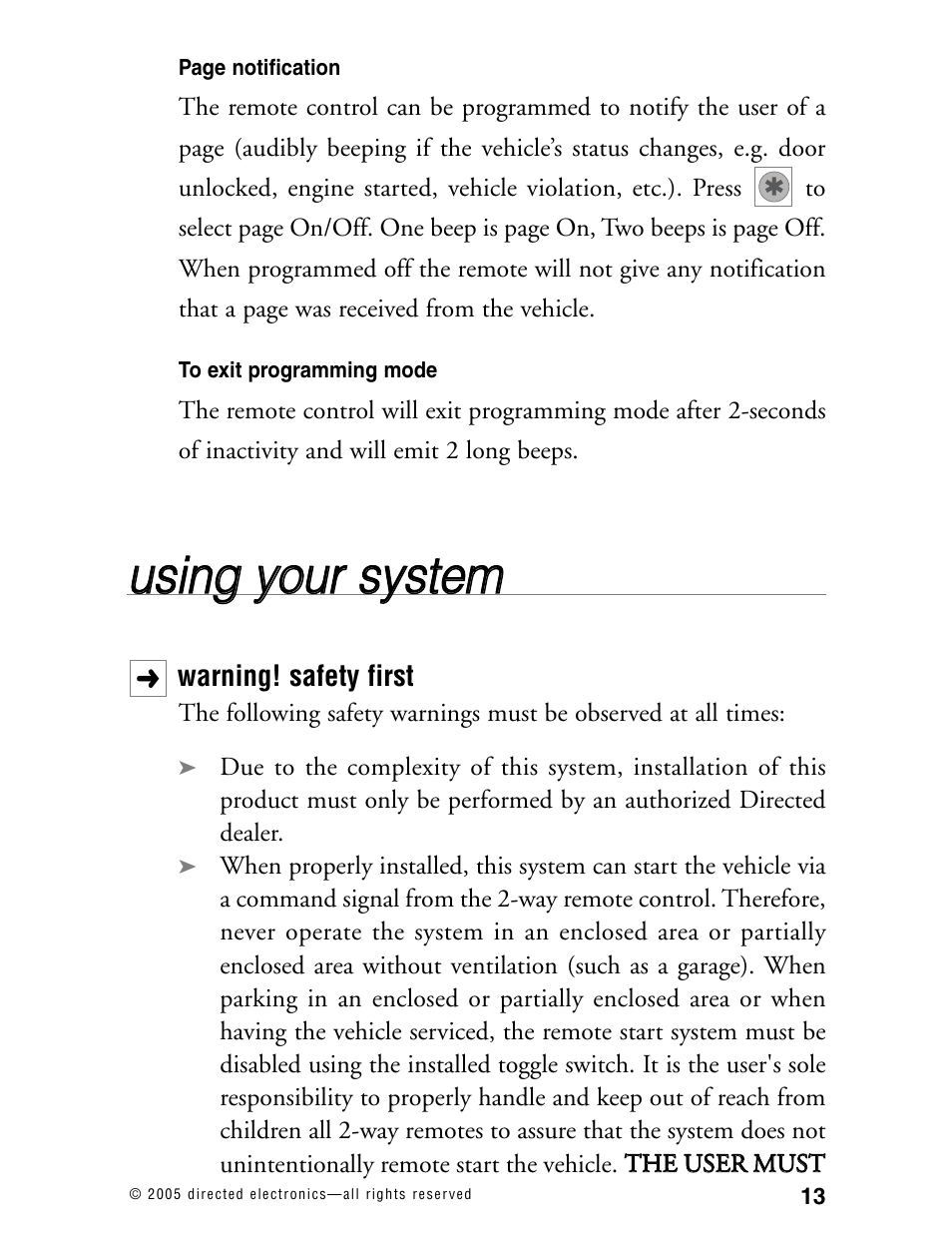 Uussiin ng g yyo ou urr ssyysstte em m | Directed Electronics 771XV User Manual | Page 16 / 52