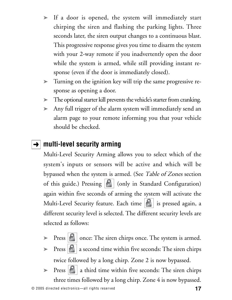 Multi-level security arming | Directed Electronics 771XV User Manual | Page 20 / 52