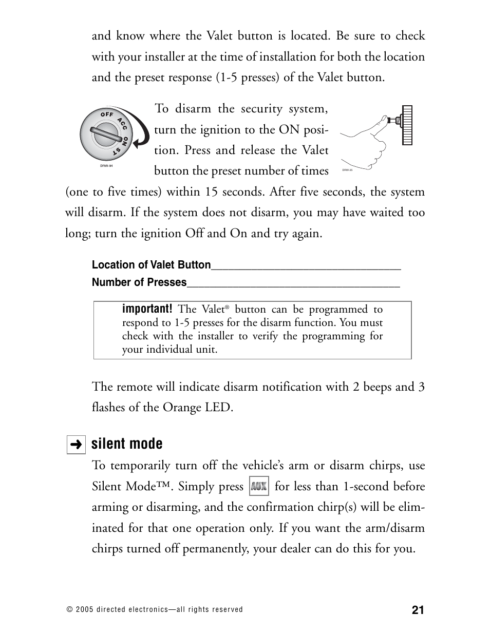 Silent mode | Directed Electronics 771XV User Manual | Page 24 / 52