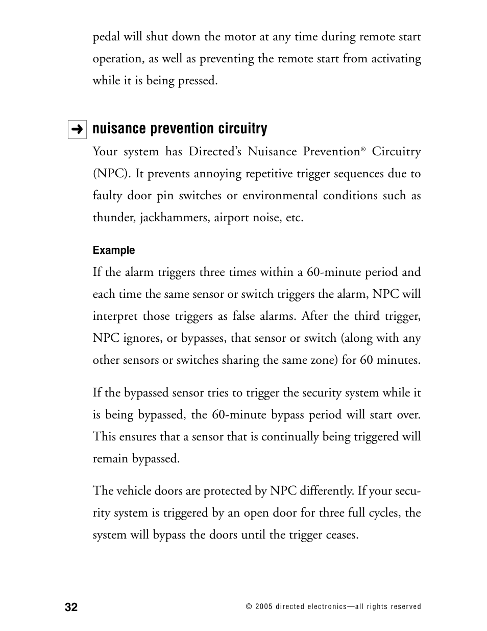 Nuisance prevention circuitry | Directed Electronics 771XV User Manual | Page 35 / 52