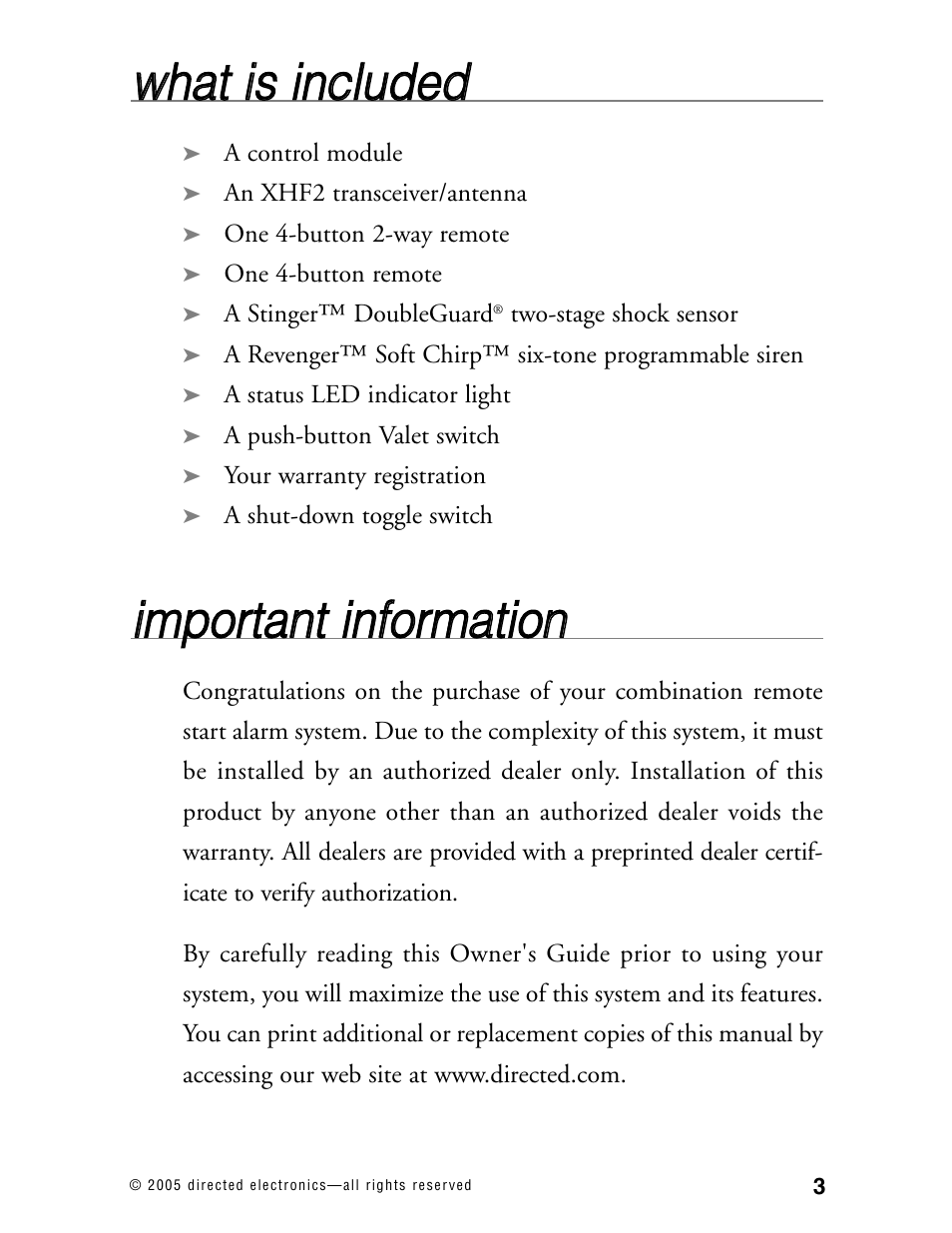 Wwh ha att iiss iin nc cllu ud de ed d | Directed Electronics 771XV User Manual | Page 6 / 52