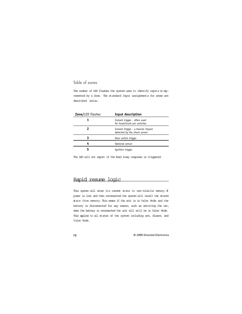 Rapid resume logic | Directed Electronics AVITAL 3001L User Manual | Page 14 / 24