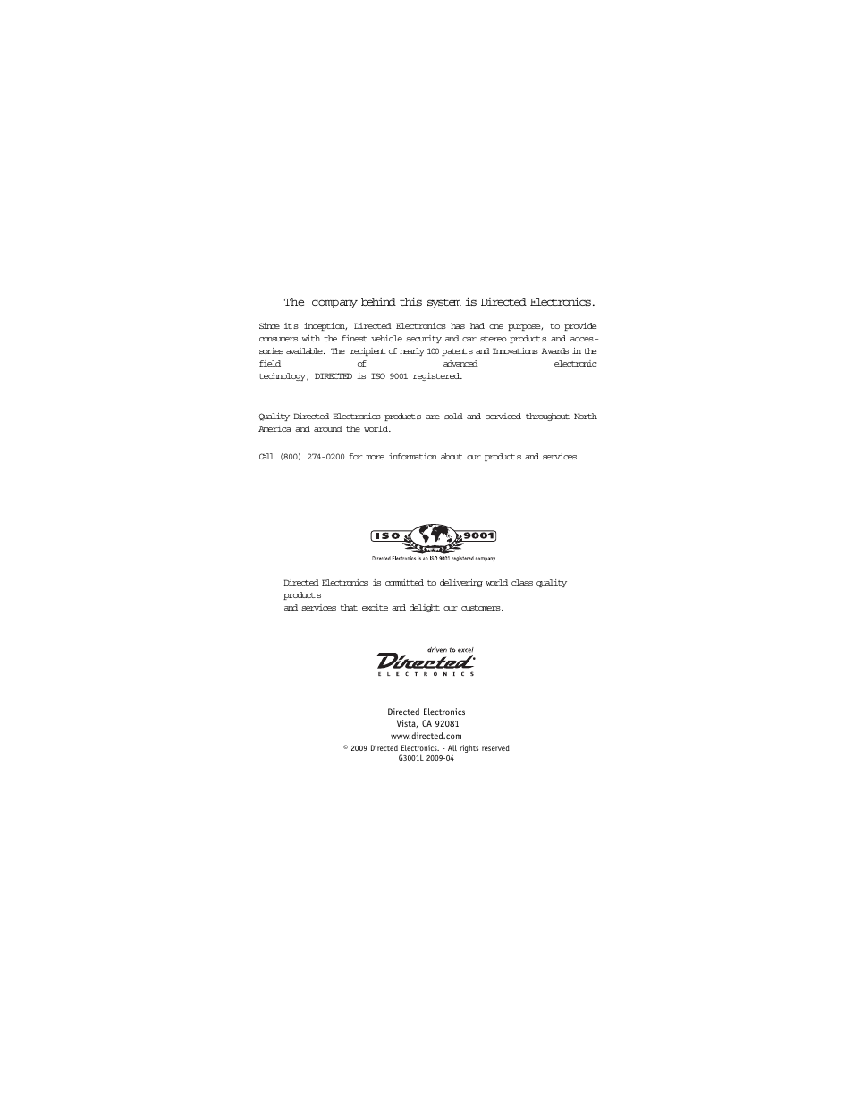 Directed Electronics AVITAL 3001L User Manual | Page 24 / 24