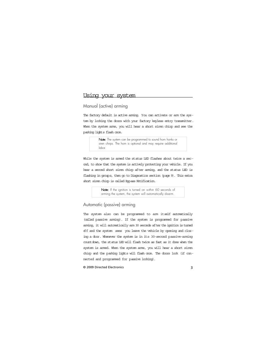 Using your system | Directed Electronics AVITAL 3001L User Manual | Page 7 / 24