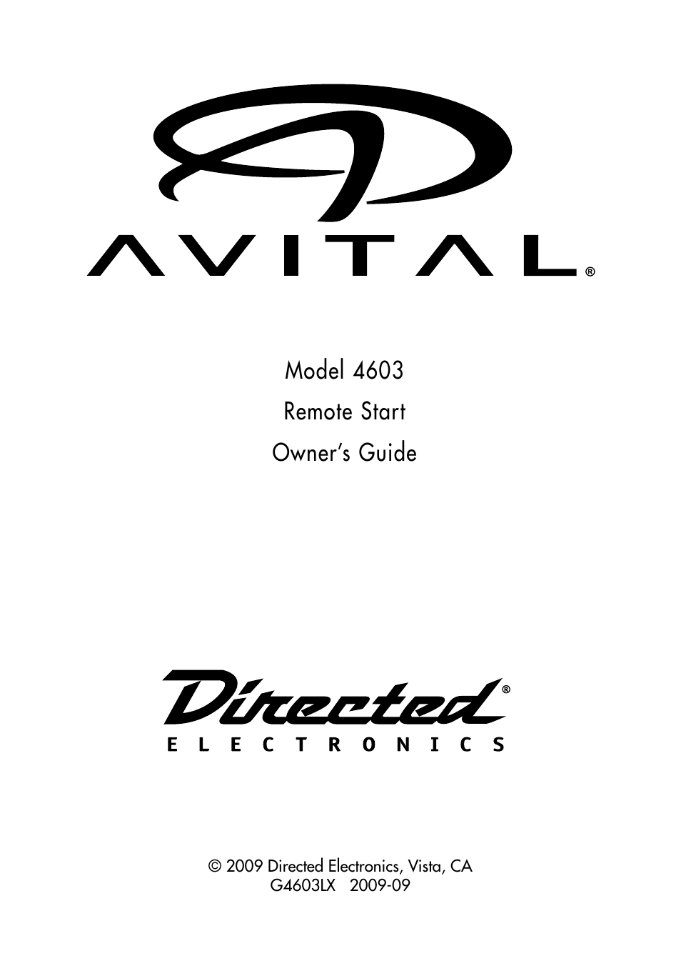 Directed Electronics AVITAL 4603 User Manual | 28 pages