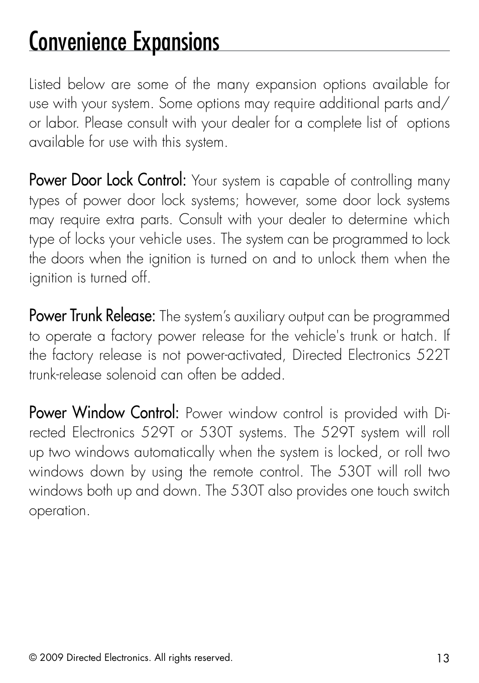 Convenience expansions | Directed Electronics AVITAL 4603 User Manual | Page 19 / 28