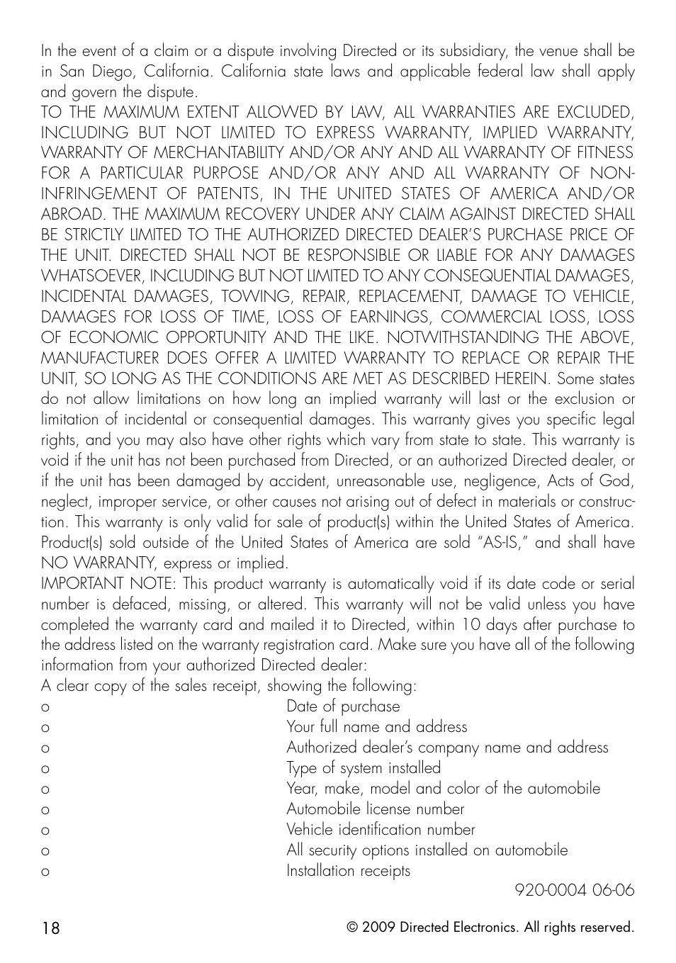 Directed Electronics AVITAL 4603 User Manual | Page 24 / 28