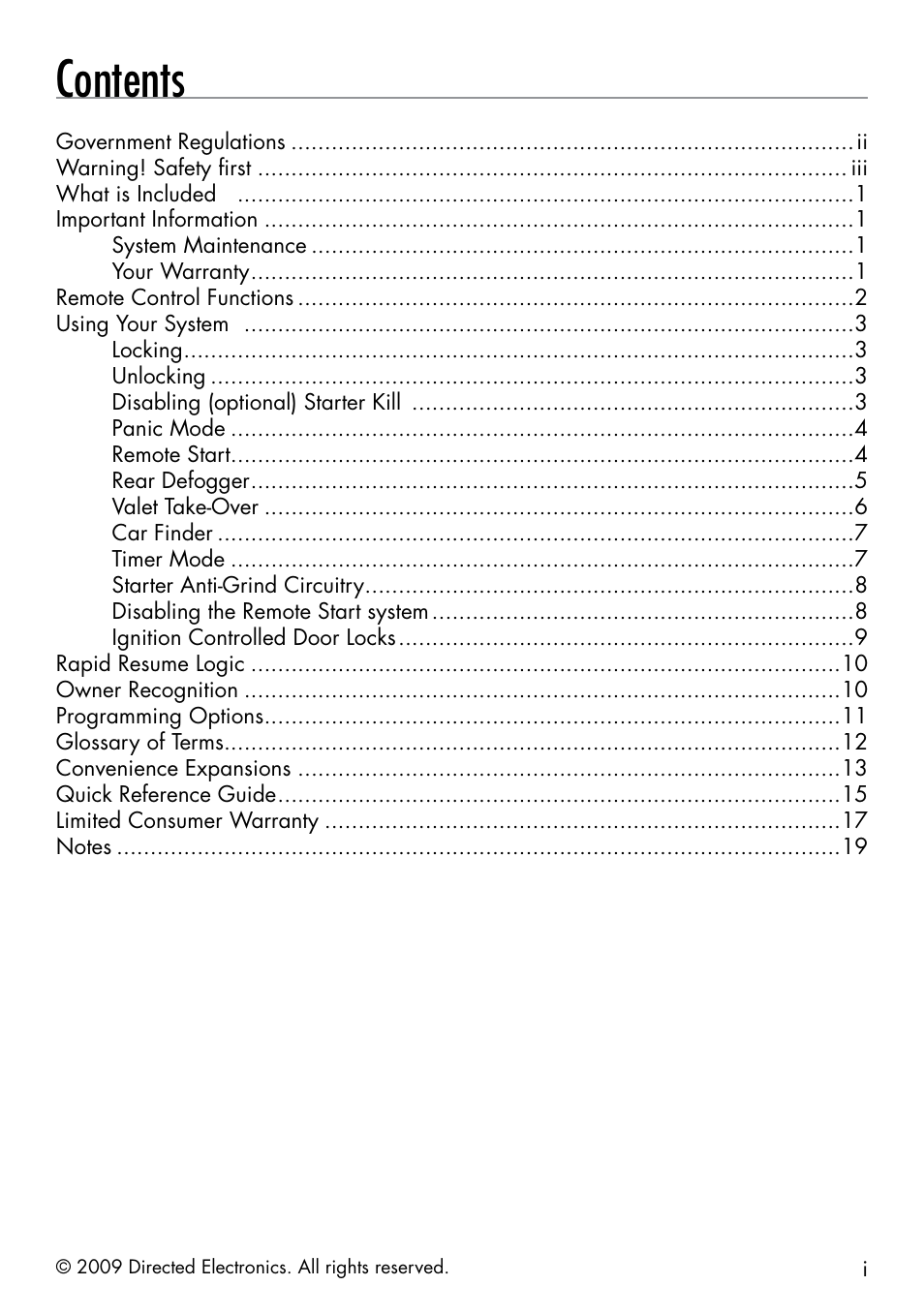 Directed Electronics AVITAL 4603 User Manual | Page 3 / 28