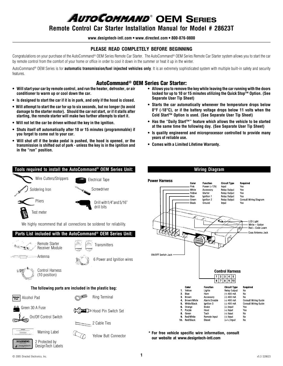 Directed Electronics 28623T User Manual | 20 pages