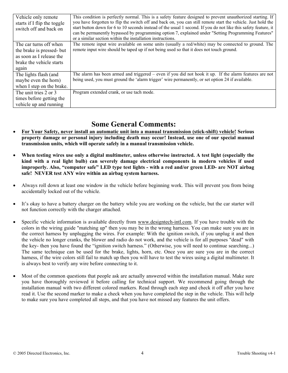 Some general comments | Directed Electronics 28623T User Manual | Page 14 / 20