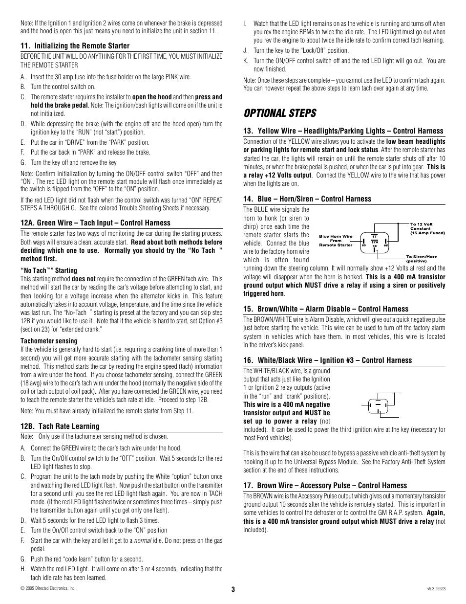 Optional steps | Directed Electronics 28623T User Manual | Page 3 / 20