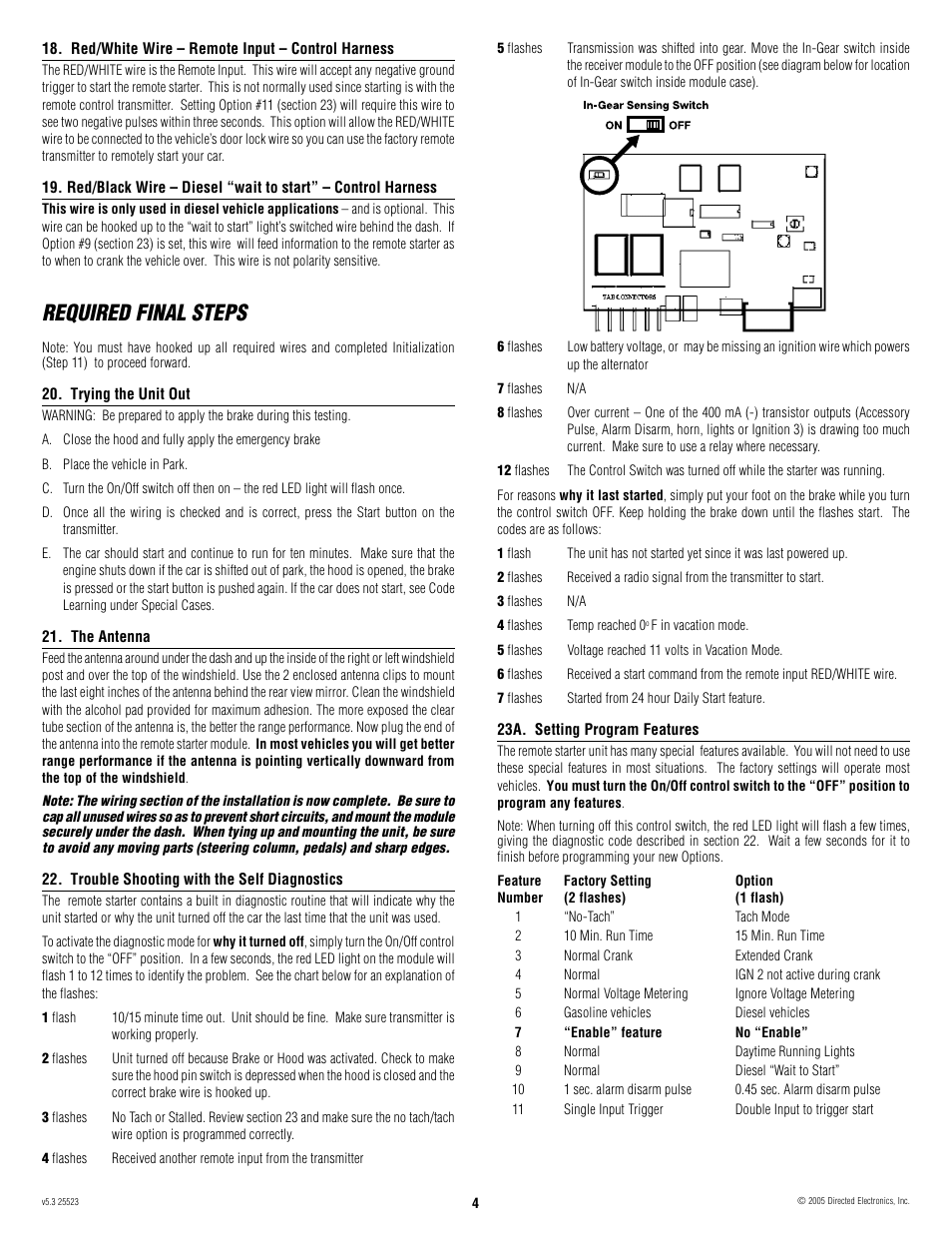 Required final steps | Directed Electronics 28623T User Manual | Page 4 / 20