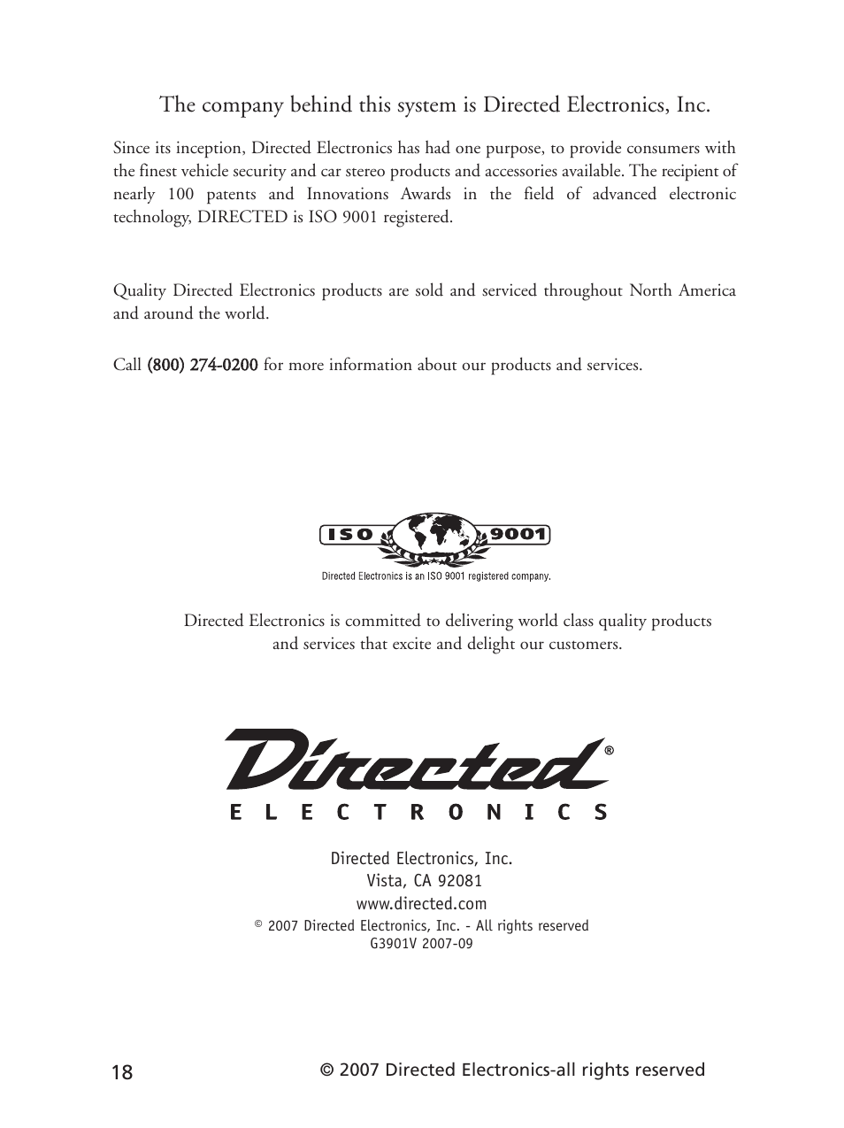 Directed Electronics 3901V User Manual | Page 21 / 21