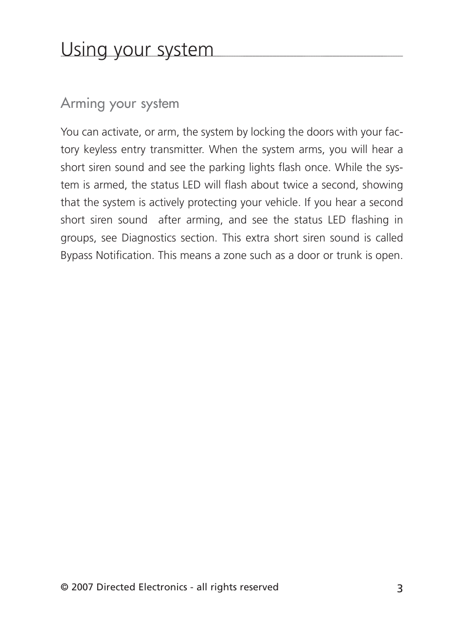 Using your system | Directed Electronics 3901V User Manual | Page 6 / 21