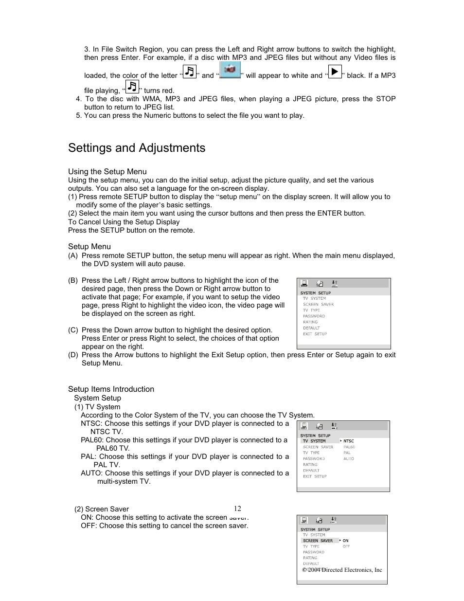 Settings and adjustments | Directed Electronics OHD1502 User Manual | Page 17 / 27