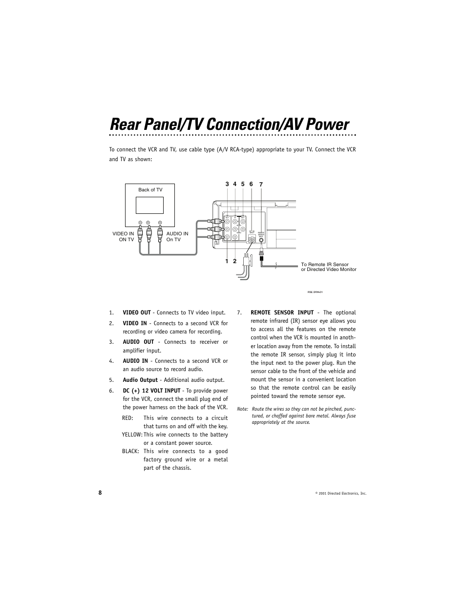 Rear panel/tv connection/av power | Directed Electronics VC2010 User Manual | Page 8 / 16