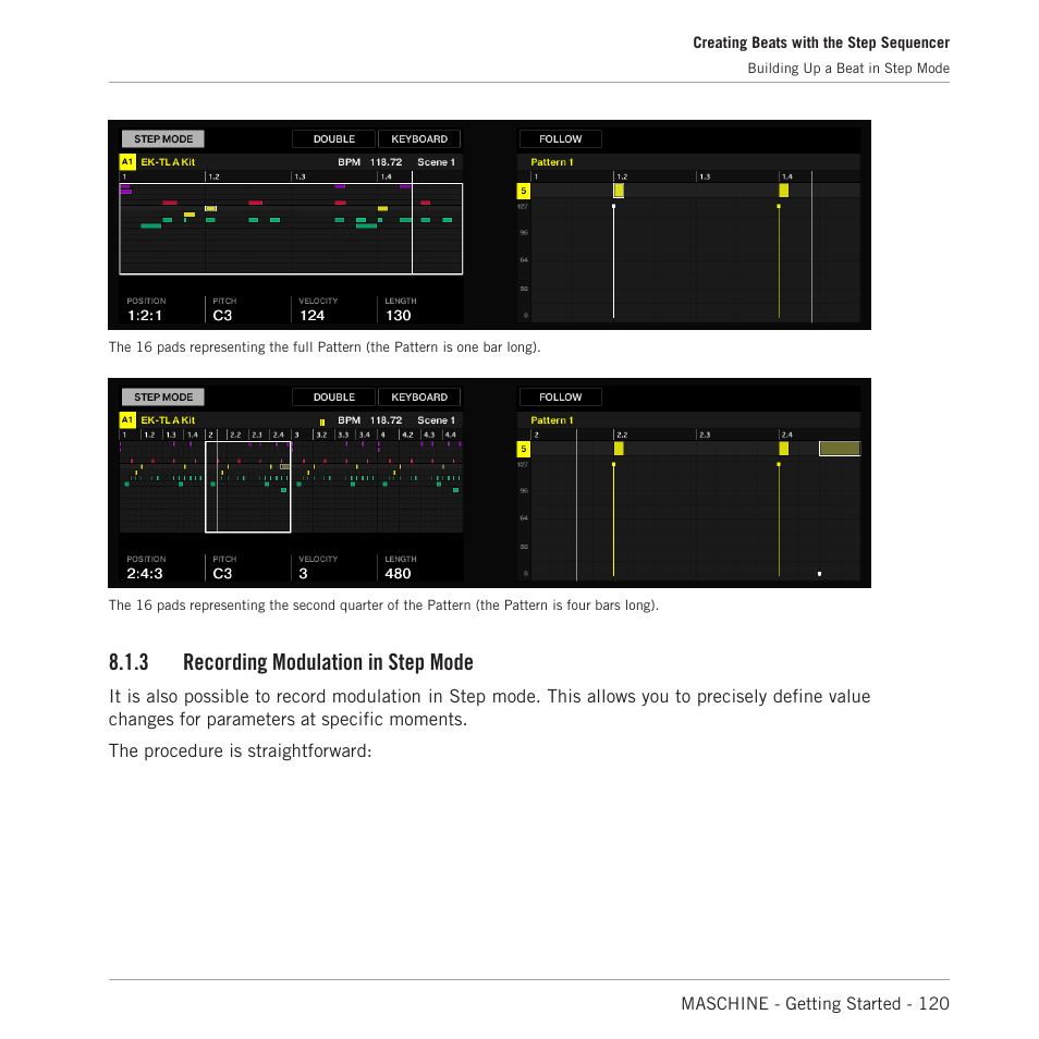 Recording modulation in step mode, 3 recording modulation in step mode | Native Instruments MASCHINE MK3 Groove Production Studio (Black) User Manual | Page 120 / 209