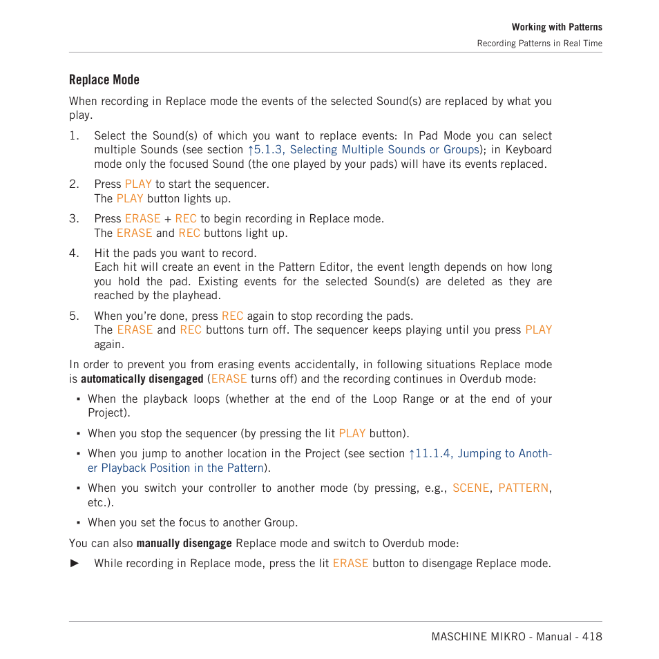 Replace mode | Native Instruments MASCHINE MIKRO MK3 Groove Production Studio (Black) User Manual | Page 418 / 807