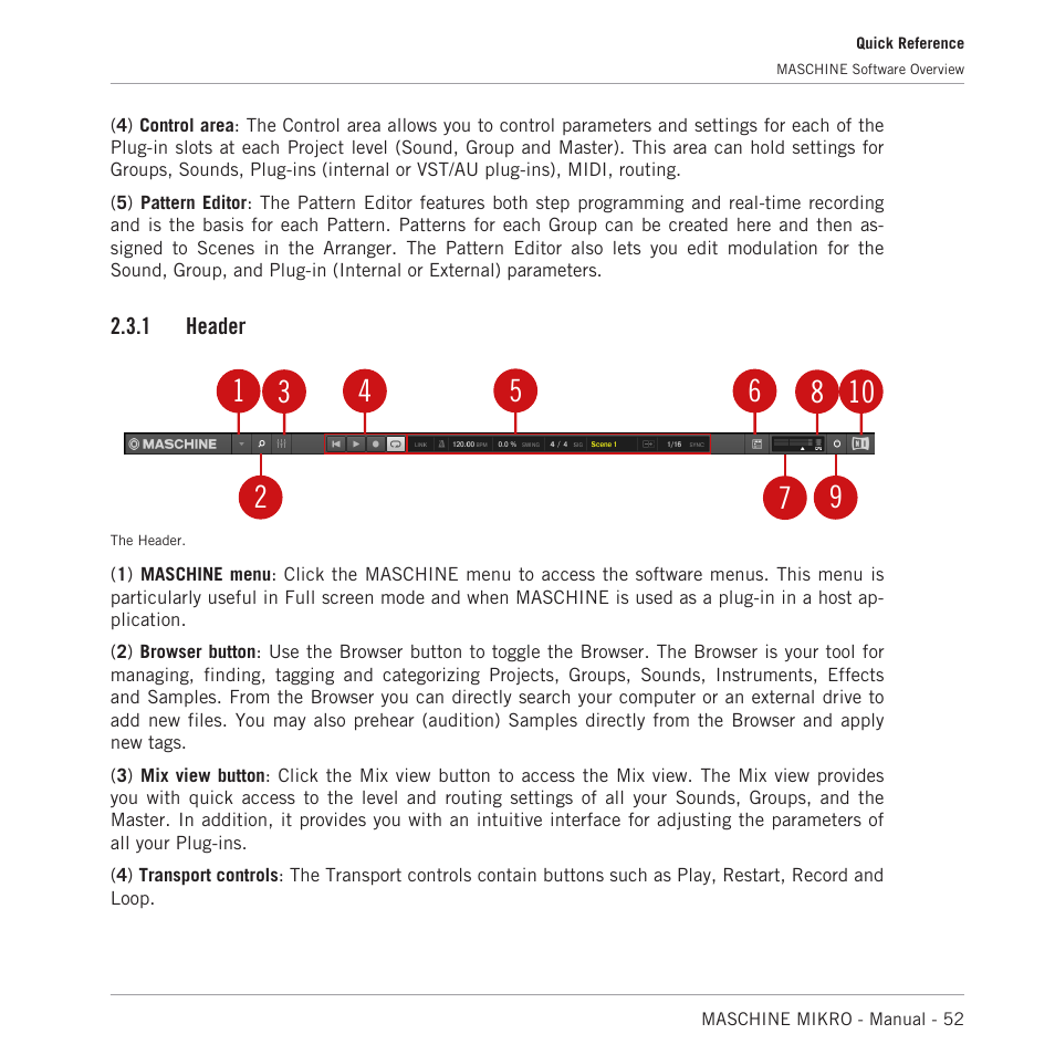 Header | Native Instruments MASCHINE MIKRO MK3 Groove Production Studio (Black) User Manual | Page 52 / 807