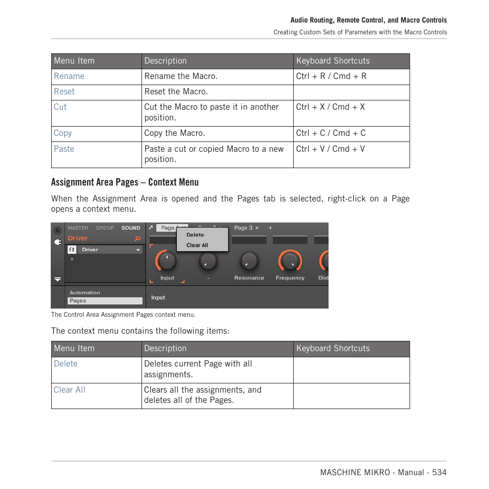 Assignment area pages – context menu | Native Instruments MASCHINE MIKRO MK3 Groove Production Studio (Black) User Manual | Page 534 / 807