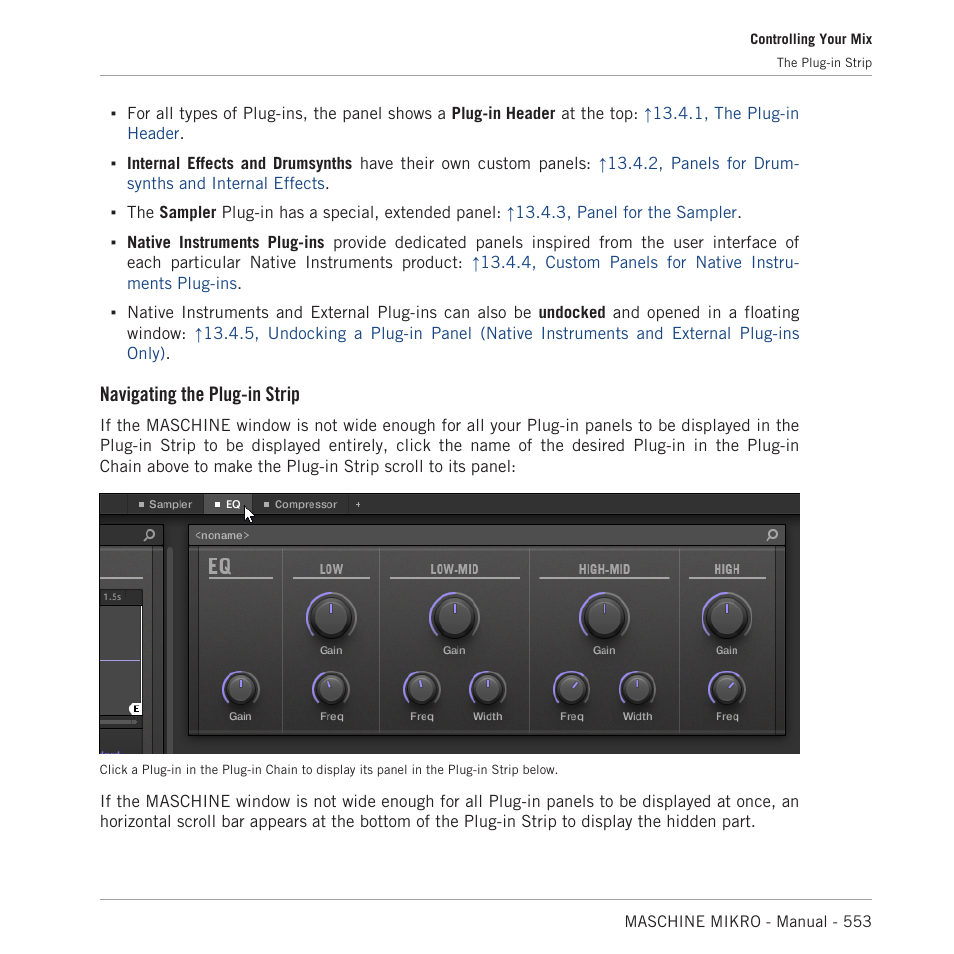 Navigating the plug-in strip | Native Instruments MASCHINE MIKRO MK3 Groove Production Studio (Black) User Manual | Page 553 / 807