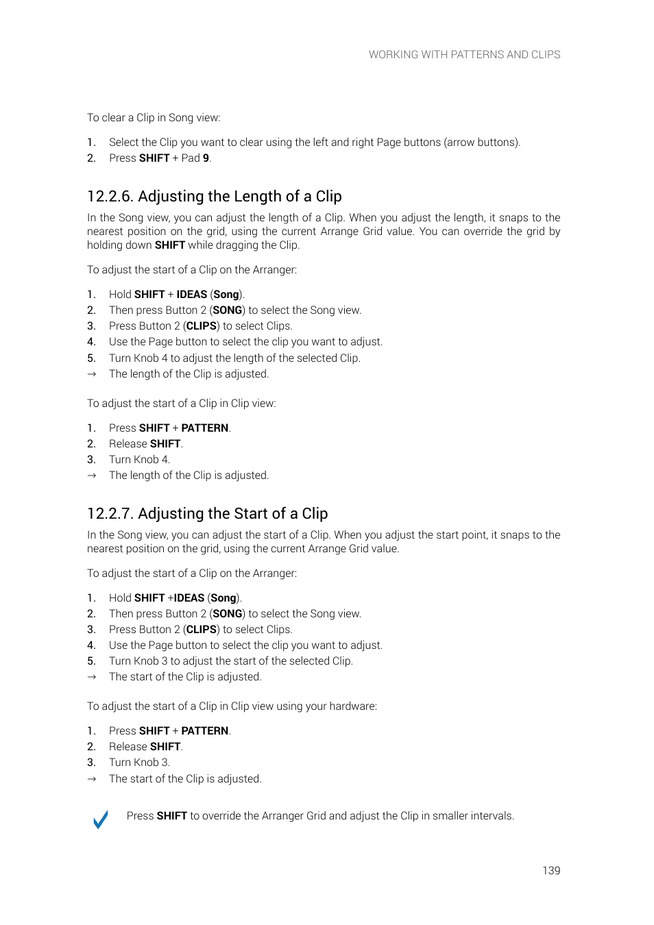 Adjusting the length of a clip, Adjusting the start of a clip | Native Instruments MASCHINE+ Standalone Production and Performance Instrument User Manual | Page 146 / 215