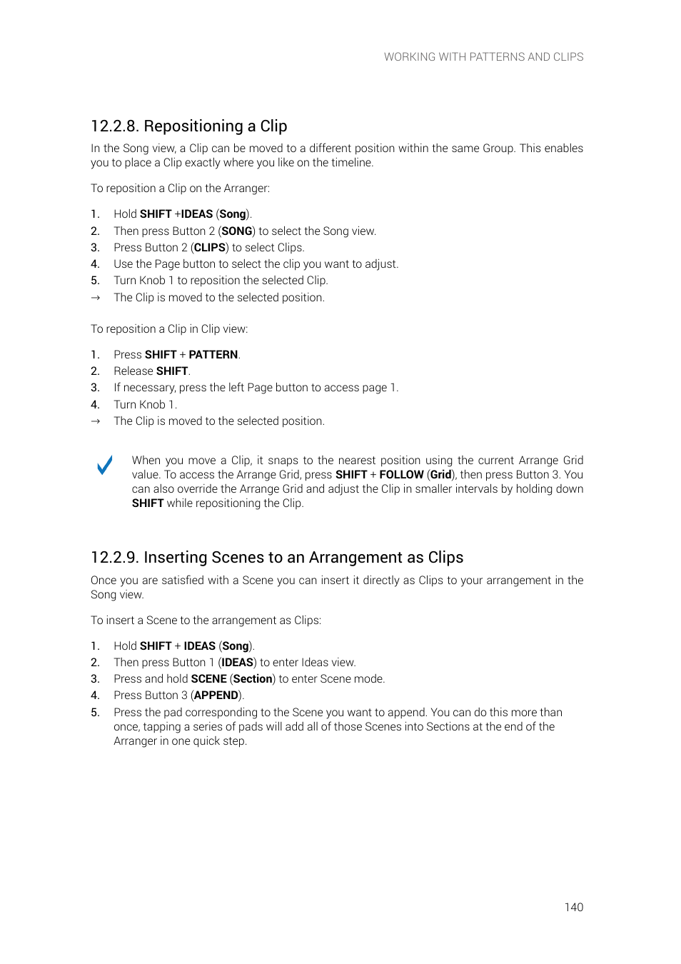 Repositioning a clip, Inserting scenes to an arrangement as clips | Native Instruments MASCHINE+ Standalone Production and Performance Instrument User Manual | Page 147 / 215