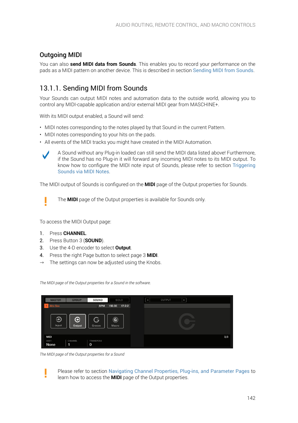 Sending midi from sounds, Outgoing midi | Native Instruments MASCHINE+ Standalone Production and Performance Instrument User Manual | Page 149 / 215